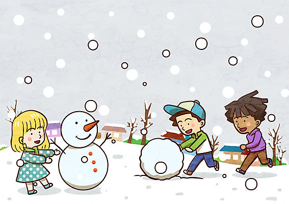 PSD 나무 여자 남자 어린이 겨울 일러스트 눈사람 주택 함께함 세명 눈 대설 지구촌 눈사람만들기 국내일러스트 자연요소 식물 계절 컨셉 날씨 사람 건물 절기 만들기 파일형식