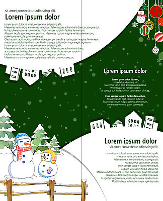 PSD 템플릿 편집 표지디자인 북디자인 출판디자인 내지 리플렛 크리스마스 겨울 2단접지 북커버 눈사람 팜플렛 사람없음 울타리 장식볼 눈 눈내림 이미지템플릿 자연요소 계절 기념일 날씨 눈_날씨 장식 담장 파일형식