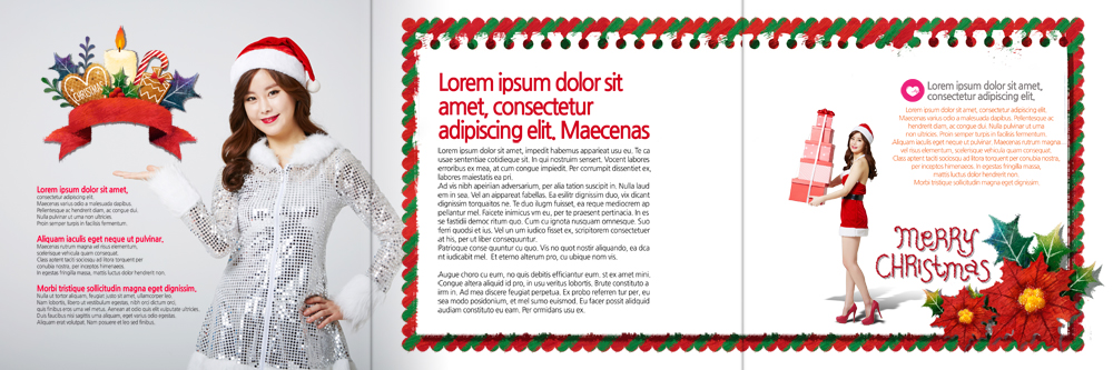 PSD 템플릿 편집 표지디자인 북디자인 출판디자인 여자 내지 리플렛 크리스마스 북커버 3단접지 산타옷 팜플렛 20대 성인 두명 선물상자 한국인 이미지템플릿 옷 기념일 선물 사람 동양인 청년 상자 파일형식