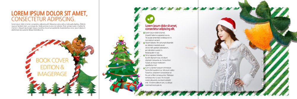 PSD 템플릿 편집 표지디자인 북디자인 출판디자인 여자 내지 리플렛 크리스마스 북커버 3단접지 산타옷 안내 한명 팜플렛 상반신 20대 성인 선물상자 크리스마스트리 한국인 종 진저맨 이미지템플릿 1 옷 기념일 선물 사람 동양인 청년 상자 진저쿠키 파일형식