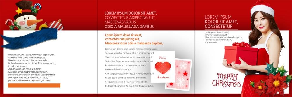 PSD 템플릿 편집 표지디자인 북디자인 출판디자인 여자 리본 내지 리플렛 크리스마스 북커버 3단접지 눈사람 산타옷 크리스마스카드 한명 팜플렛 상반신 20대 성인 선물상자 한국인 이미지템플릿 1 옷 기념일 카드_감사 선물 사람 동양인 청년 상자 파일형식