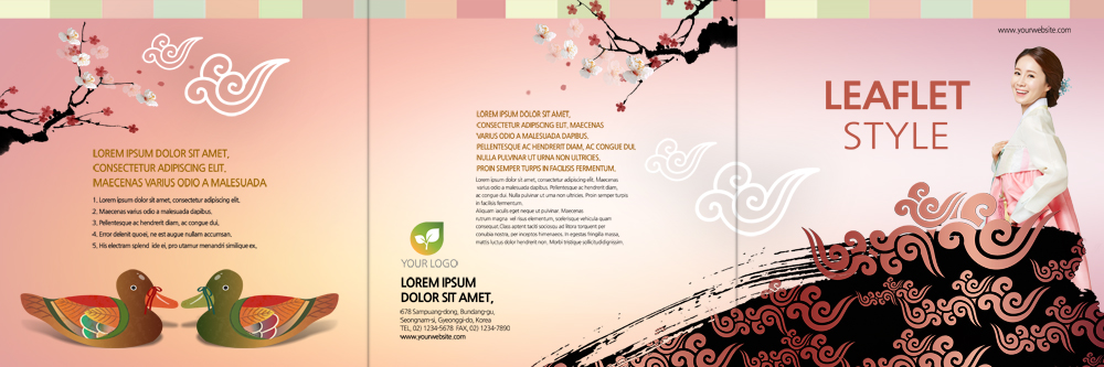 PSD 템플릿 편집 표지디자인 북디자인 출판디자인 여자 표지 리플렛 북커버 3단접지 한명 팜플렛 상반신 성인 옆모습 30대 한국인 한복 매화 청둥오리 이미지템플릿 1 한국전통 꽃 뷰포인트 오리 사람 동양인 장년 전통의상 파일형식