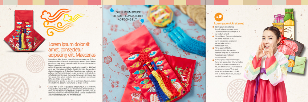 PSD 템플릿 편집 표지디자인 북디자인 출판디자인 여자 내지 리플렛 북커버 3단접지 복주머니 한명 팜플렛 상반신 20대 성인 외침 한국인 한복 노리개 선물세트 이미지템플릿 1 한국전통 전통소품 선물 사람 동양인 청년 소리 전통의상 파일형식