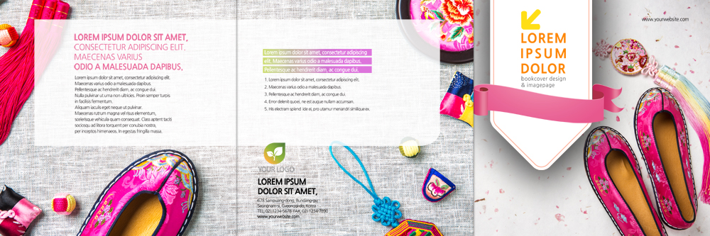 PSD 템플릿 편집 표지디자인 북디자인 출판디자인 표지 리플렛 북커버 3단접지 전통소품 팜플렛 사람없음 노리개 꽃신 이미지템플릿 전통 신발 오브젝트 파일형식