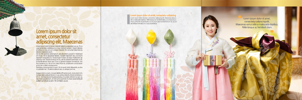 PSD 템플릿 편집 표지디자인 북디자인 출판디자인 여자 내지 리플렛 북커버 3단접지 한명 팜플렛 상반신 성인 앞모습 30대 한국인 한복 노리개 송편 선물세트 경쇠 이미지템플릿 1 한국전통 뷰포인트 떡 전통소품 선물 사람 동양인 장년 전통의상 불교용품 파일형식