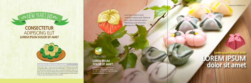 PSD 템플릿 편집 표지디자인 북디자인 출판디자인 명절 표지 리플렛 북커버 3단접지 떡 팜플렛 사람없음 전통음식 선물세트 이미지템플릿 전통 기념일 음식 선물 파일형식