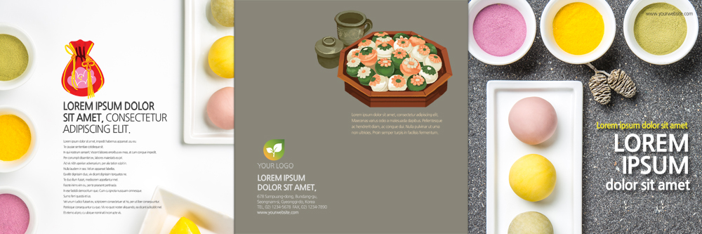 PSD 템플릿 편집 표지디자인 북디자인 출판디자인 명절 표지 리플렛 북커버 식재료 재료 3단접지 떡 복주머니 팜플렛 사람없음 전통음식 이미지템플릿 전통 기념일 음식 전통소품 파일형식