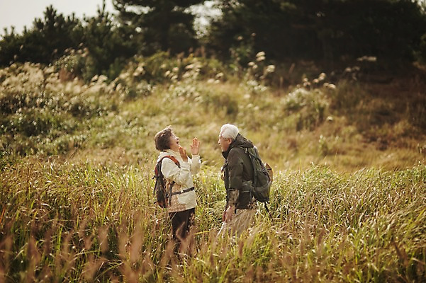 포토 JPG 주간 여자 할아버지 노년 남자 할머니 서기 미소 상반신 야외 두명 옆모습 실버라이프 제주도 마주보기 노부부 다정 트래킹 한국인 60대 억새 억새밭 노인만 따라비오름 국내포토 자연요소 식물 라이프스타일 부부 뷰포인트 컨셉 모션 레저 한국 표정 사람 동양인 성인 오름 성인만 파일형식