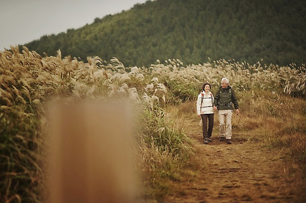포토 JPG 주간 전신 여자 할아버지 노년 남자 할머니 야외 두명 앞모습 실버라이프 제주도 걷기 손잡기 노부부 다정 트래킹 한국인 60대 노인만 따라비오름 국내포토 자연요소 라이프스타일 부부 뷰포인트 컨셉 모션 레저 한국 사람 동양인 성인 오름 성인만 파일형식