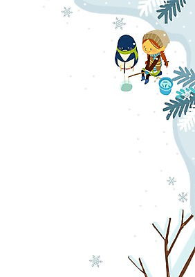 PSD 나무 동물 여자 어린이 겨울 일러스트 함께함 한명 소녀 바구니 눈송이 낚싯대 순수 즐거움 펭귄 얼음낚시 소통 소녀한명만 국내일러스트 식물 1 계절 감정 컨셉 조류 낚시 눈_날씨 사람 낚시용품 여자한명만 소녀만 파일형식