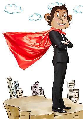 전신 PSD 구름 편집이미지 남자 동물캐릭터 한명 빌딩 성인 팔짱 원숭이띠 원숭이 직장인 망토 합성 원숭이캐릭터 빨간망토 병신년 이미지편집 자연요소 동물 직업 캐릭터 1 포유류 모션 사람 건물 십이지신 2016년 파일형식