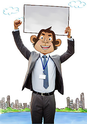 PSD 구름 편집이미지 남자 동물캐릭터 알림판 한명 정장 빌딩 성인 물 파이팅 원숭이띠 원숭이 직장인 합성 원숭이캐릭터 사원증 병신년 이미지편집 자연요소 동물 직업 캐릭터 1 옷 비즈니스 포유류 모션 사람 건물 십이지신 2016년 파일형식