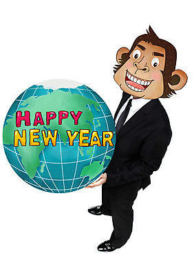 전신 PSD 편집이미지 남자 동물캐릭터 한명 정장 성인 지구본 원숭이띠 원숭이 직장인 합성 해피뉴이어 원숭이캐릭터 병신년 이미지편집 동물 직업 캐릭터 1 옷 포유류 사람 새해인사 십이지신 2016년 파일형식