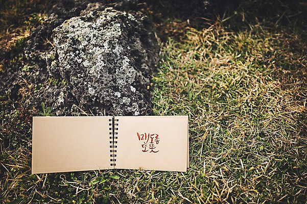 포토 JPG 주간 문자 손글씨 종이 캘리그라피 잔디 한글 사람없음 야외 제주도 다이어리 돌_바위 방언 신천목장 맨도롱또똣 국내포토 자연요소 식물 한국 사무용품 목장 파일형식