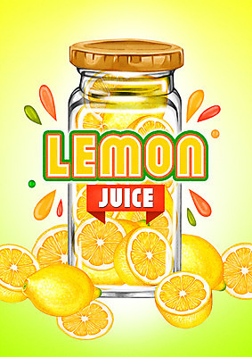 PSD 백그라운드 과일 일러스트 유리병 사람없음 라벨 주스 과일주스 레몬 레몬주스 국내일러스트 음료 병_용기 프레임 파일형식