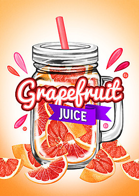 PSD 백그라운드 과일 일러스트 빨대 사람없음 라벨 주스 과일주스 자몽 자몽주스 국내일러스트 음료 프레임 파일형식