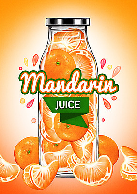 PSD 백그라운드 과일 일러스트 유리병 귤 사람없음 라벨 주스 과일주스 국내일러스트 음료 병_용기 프레임 파일형식