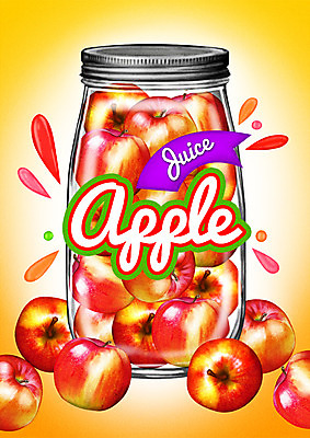 PSD 백그라운드 과일 일러스트 유리병 사람없음 라벨 주스 사과 과일주스 사과주스 국내일러스트 음료 병_용기 프레임 파일형식