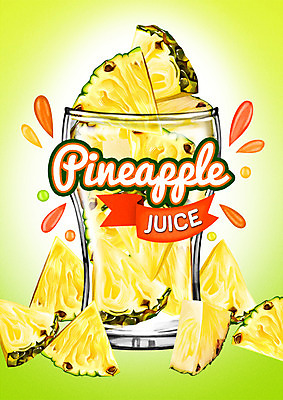 PSD 백그라운드 과일 일러스트 잔 사람없음 라벨 주스 과일주스 파인애플 파인애플주스 국내일러스트 식기 음료 프레임 열대과일 파일형식