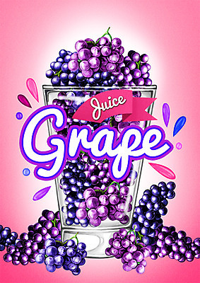 PSD 백그라운드 과일 일러스트 포도 사람없음 라벨 주스 과일주스 포도주스 국내일러스트 음료 프레임 파일형식