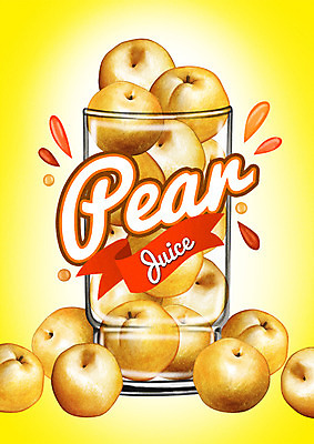 PSD 백그라운드 과일 일러스트 잔 사람없음 라벨 주스 배 과일주스 국내일러스트 식기 음료 프레임 파일형식