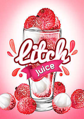 PSD 백그라운드 과일 일러스트 잔 사람없음 라벨 주스 과일주스 열대과일 리치 국내일러스트 식기 음료 프레임 파일형식