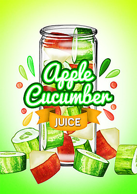 PSD 백그라운드 일러스트 유리병 오이 사람없음 라벨 주스 사과 야채주스 국내일러스트 음료 채소 과일 병_용기 프레임 파일형식