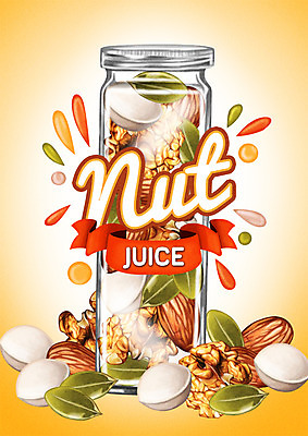 PSD 백그라운드 일러스트 유리병 사람없음 라벨 주스 견과류 야채주스 호두 은행열매 국내일러스트 열매 음료 병_용기 프레임 파일형식