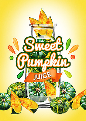 PSD 백그라운드 일러스트 사람없음 라벨 주스 야채주스 단호박 국내일러스트 음료 호박 프레임 파일형식