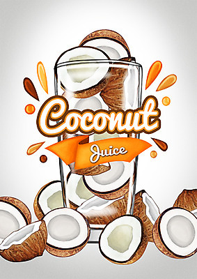 PSD 백그라운드 일러스트 잔 사람없음 라벨 주스 과일주스 코코넛 코코넛주스 국내일러스트 식기 음료 과일 프레임 파일형식