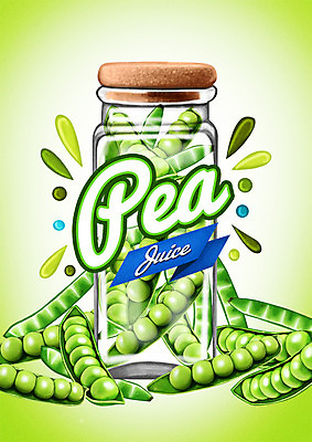 PSD 백그라운드 일러스트 유리병 사람없음 라벨 주스 야채주스 완두콩 국내일러스트 음료 병_용기 콩 프레임 파일형식