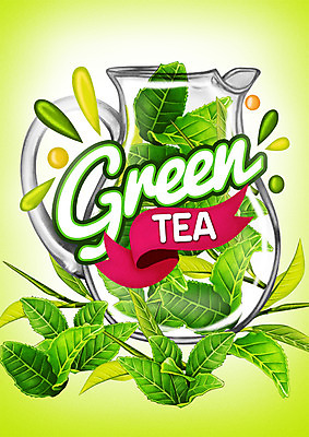 PSD 백그라운드 일러스트 사람없음 라벨 차 녹차 녹차잎 국내일러스트 음료 프레임 차_음료 찻잎 파일형식