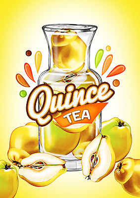 PSD 백그라운드 일러스트 사람없음 라벨 차 모과 모과차 과일차 국내일러스트 음료 과일 프레임 차_음료 파일형식