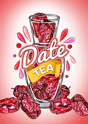 PSD 백그라운드 일러스트 사람없음 라벨 차 대추 대추차 국내일러스트 음료 프레임 차_음료 파일형식