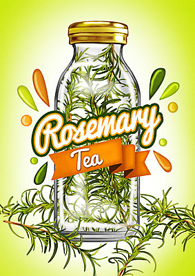 PSD 백그라운드 일러스트 유리병 사람없음 라벨 차 로즈메리 차잎 국내일러스트 음료 잎 병_용기 프레임 허브 파일형식