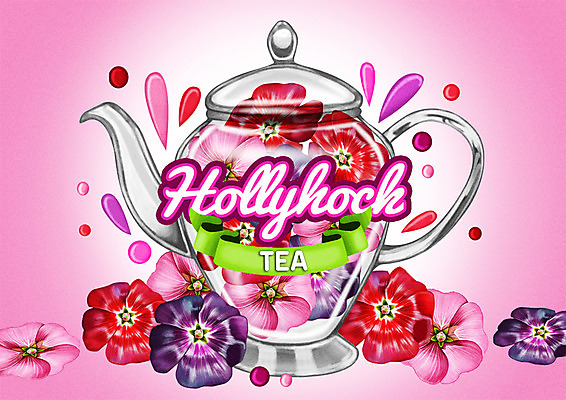 PSD 꽃잎 백그라운드 일러스트 사람없음 라벨 차 찻주전자 꽃차 접시꽃 차잎 국내일러스트 꽃 음료 잎 주전자 프레임 차_음료 파일형식