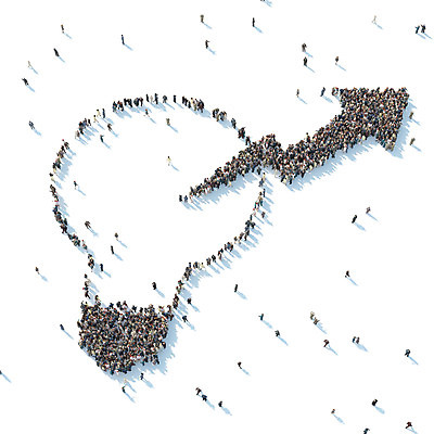 PSD 편집이미지 화살표 전구 아이디어 함께함 사람 여러명 디지털합성 나눔 전구모양 디지털아트 이미지편집 모양 다수 컨셉 파일형식