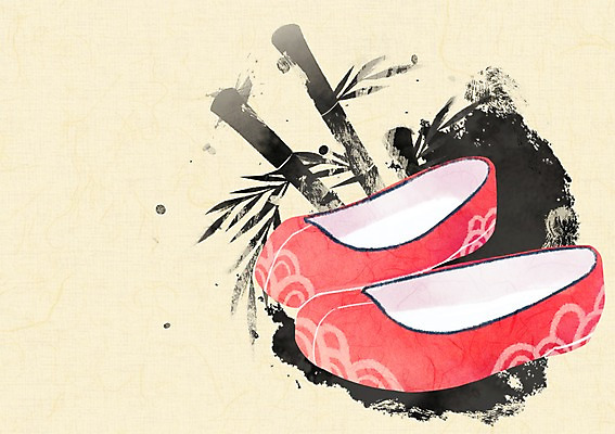 PSD 백그라운드 일러스트 붓터치 사람없음 설날 전통문양 대나무 한지 꽃신 국내일러스트 나무 전통 문양 명절 종이 신발 전통소품 파일형식