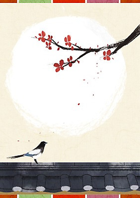 PSD 나무 백그라운드 일러스트 꽃나무 사람없음 설날 전통문양 한지 까치 기와담장 국내일러스트 식물 전통 문양 명절 꽃 종이 조류 기와 담장 파일형식