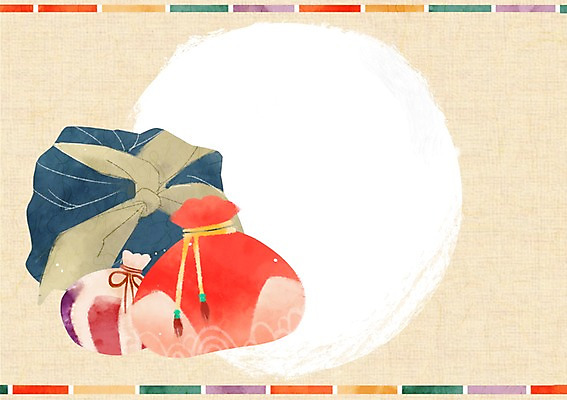 PSD 백그라운드 일러스트 프레임 복주머니 사람없음 설날 전통문양 한지 보따리 원형프레임 전통프레임 국내일러스트 전통 문양 명절 종이 전통소품 원형 파일형식