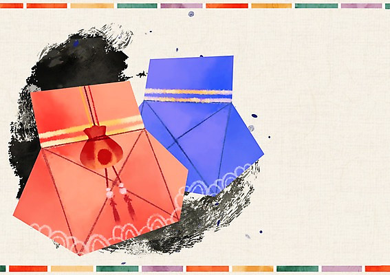 PSD 백그라운드 일러스트 붓터치 복주머니 사람없음 설날 전통문양 한지 국내일러스트 전통 문양 명절 종이 전통소품 파일형식