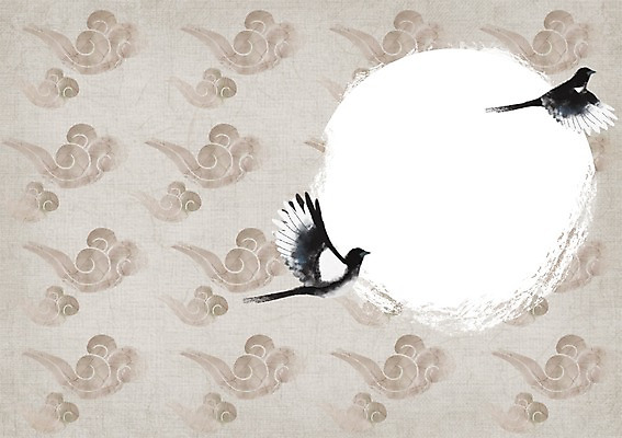 PSD 구름 백그라운드 일러스트 프레임 사람없음 설날 태양 전통문양 한지 까치 원형프레임 전통프레임 국내일러스트 자연요소 전통 문양 명절 종이 조류 원형 파일형식