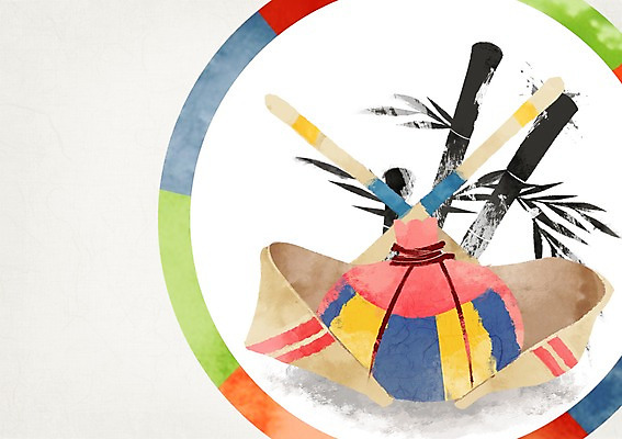 PSD 백그라운드 일러스트 붓터치 프레임 복주머니 사람없음 설날 전통문양 원형 대나무 한지 복조리 원형프레임 오색 전통프레임 국내일러스트 도형 나무 전통 문양 명절 종이 전통소품 파일형식