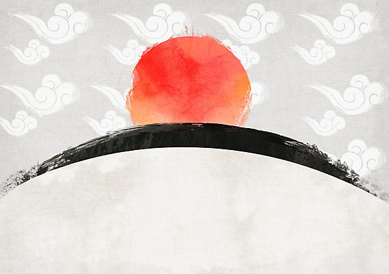 PSD 구름 백그라운드 일러스트 붓터치 사람없음 설날 태양 전통문양 한지 동산 국내일러스트 자연요소 전통 문양 명절 종이 파일형식