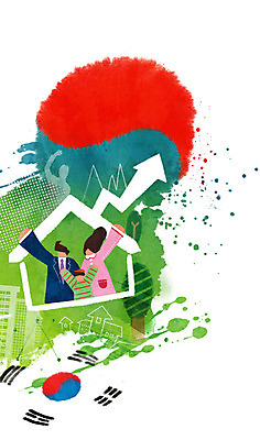 PSD 나무 여자 남자 화살표 어린이 일러스트 가족 한국 성인 세명 파이팅 태극기 집모양 국내일러스트 모양 식물 아시아 관계 모션 사람 국기 파일형식