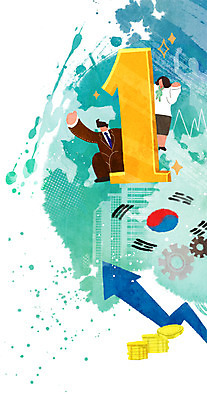 PSD 1 여자 남자 화살표 일러스트 비즈니스 한국 성인 두명 경제 동전 파이팅 태극기 톱니바퀴 국내일러스트 아시아 돈 모션 사람 국기 파일형식