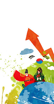 PSD 구름 여자 남자 화살표 일러스트 성인 두명 파이팅 태극기 한복 왕 여왕 지구모양 국내일러스트 자연요소 모양 한국전통 지구 모션 사람 국기 전통의상 파일형식