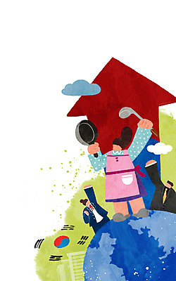 PSD 구름 학생 여자 남자 교복 일러스트 가족 청소년 한국 성인 세명 파이팅 앞치마 냄비 태극기 국자 주부 지구모양 국내일러스트 자연요소 모양 옷 아시아 지구 관계 모션 주방용품 사람 국기 솥 파일형식