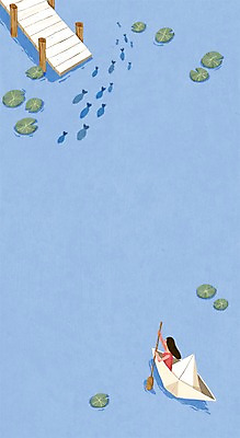 PSD 계절 여자 일러스트 상상 자연 상상일러스트 어류 한명 성인 여름 강 판타지 연잎 노 종이배 감성 계절백그라운드 국내일러스트 1 백그라운드 컨셉 잎 사람 수중동물 생태계 종이접기 선박 파일형식