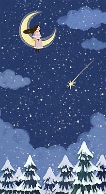 PSD 나무 구름 계절 여자 겨울 일러스트 상상 자연 밤하늘 상상일러스트 한명 성인 판타지 달 눈 유성 감성 계절백그라운드 겨울배경 국내일러스트 자연요소 식물 1 백그라운드 컨셉 하늘 날씨 사람 야간 생태계 파일형식